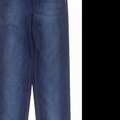 Marks and Spencer Womens Blue Cotton Straight Jeans Size 8 L30 in Regular Button