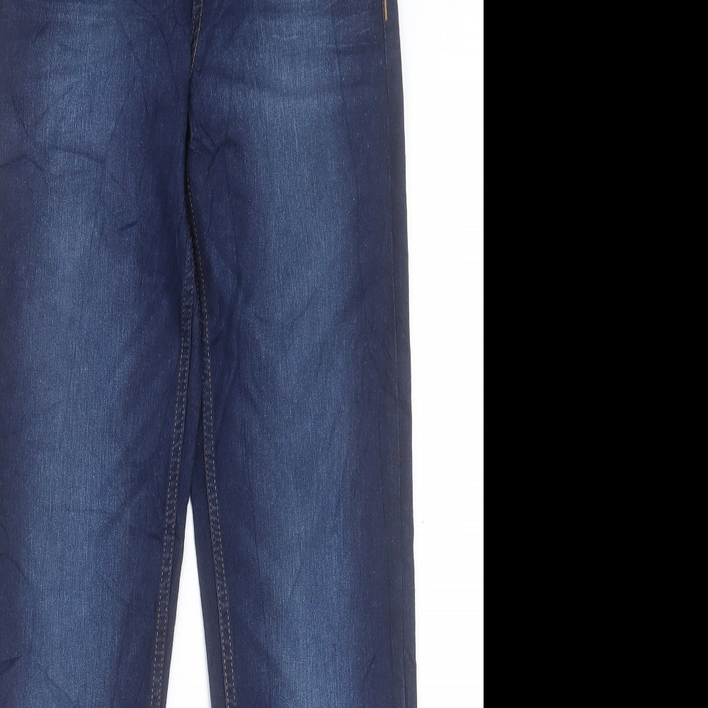 Marks and Spencer Womens Blue Cotton Straight Jeans Size 8 L30 in Regular Button