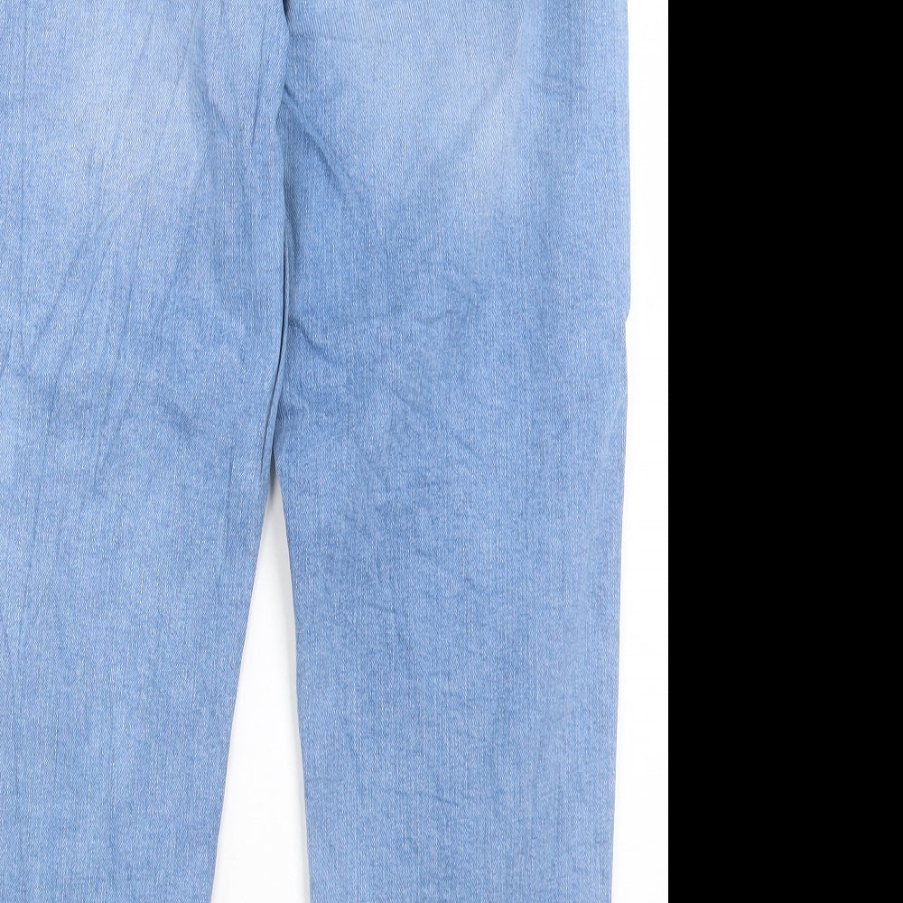 Marks and Spencer Womens Blue Cotton Boyfriend Jeans Size 18 L28 in Regular Button