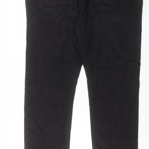Marks and Spencer Mens Black Cotton Tapered Jeans Size 42 in L31 in Regular Button