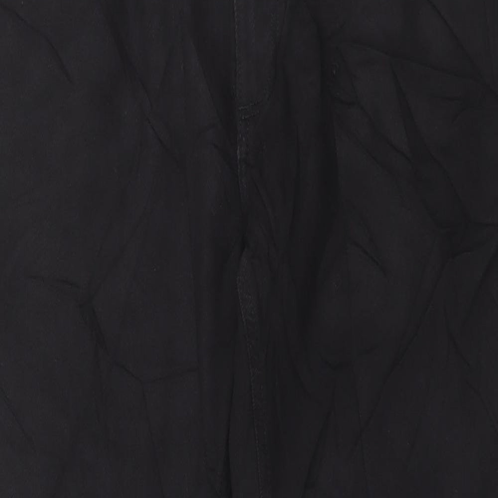 Marks and Spencer Mens Black Cotton Tapered Jeans Size 42 in L31 in Regular Button