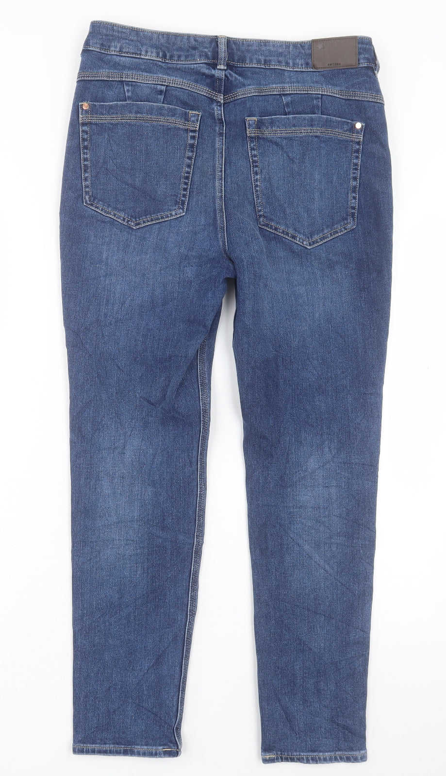 Marks and Spencer Womens Blue Cotton Skinny Jeans Size 12 L26 in Regular Button