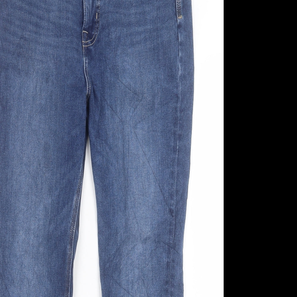Marks and Spencer Womens Blue Cotton Skinny Jeans Size 12 L26 in Regular Button