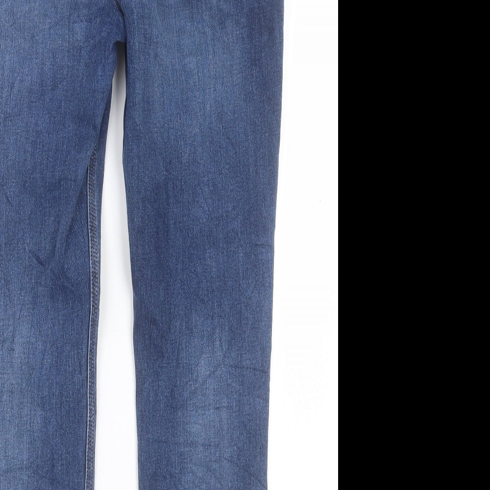 Marks and Spencer Womens Blue Cotton Skinny Jeans Size 12 L26 in Regular Button