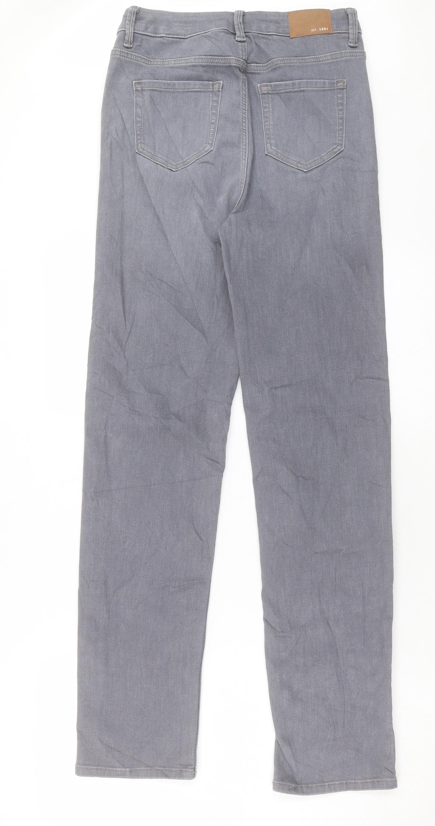 Marks and Spencer Womens Grey Cotton Straight Jeans Size 10 L31 in Regular Button