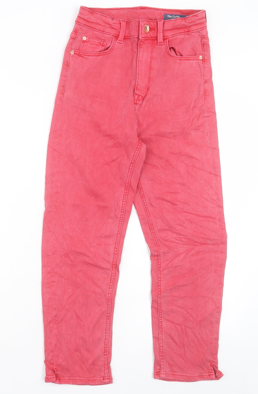 Marks and Spencer Womens Pink Cotton Cropped Jeans Size 6 L22 in Regular Button