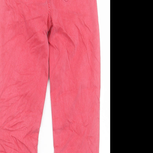 Marks and Spencer Womens Pink Cotton Cropped Jeans Size 6 L22 in Regular Button