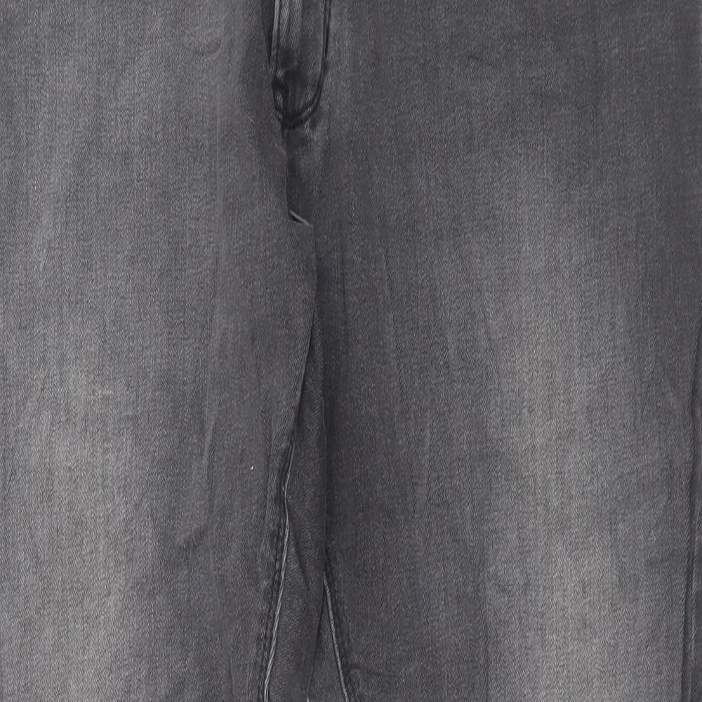 Marks and Spencer Mens Grey Cotton Straight Jeans Size 36 in L29 in Regular Button - Short Leg