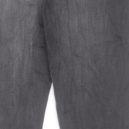 Marks and Spencer Mens Grey Cotton Straight Jeans Size 36 in L29 in Regular Button - Short Leg