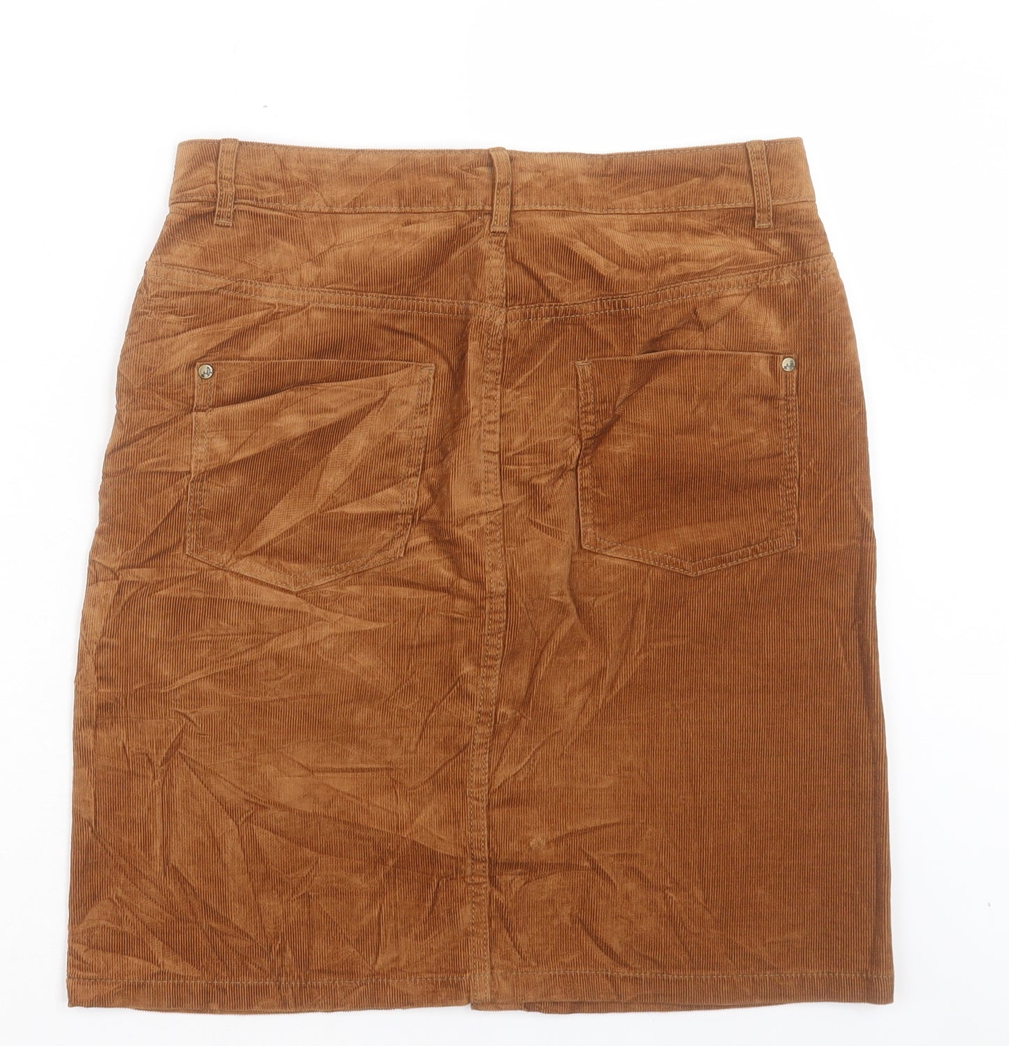 Indigo Womens Brown Cotton A-Line Skirt Size 10 Button