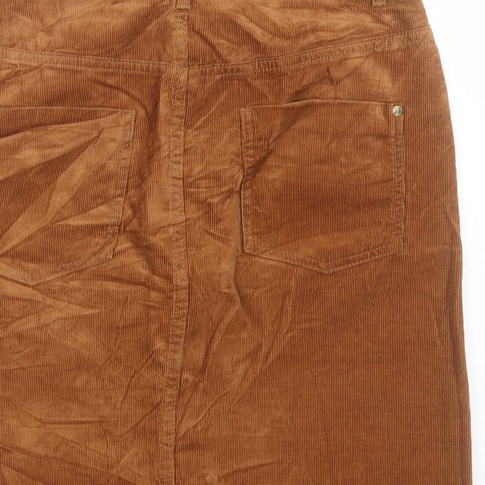 Indigo Womens Brown Cotton A-Line Skirt Size 10 Button
