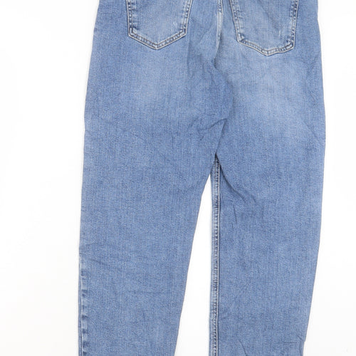 Marks and Spencer Womens Blue Cotton Boyfriend Jeans Size 12 L26 in Regular Button