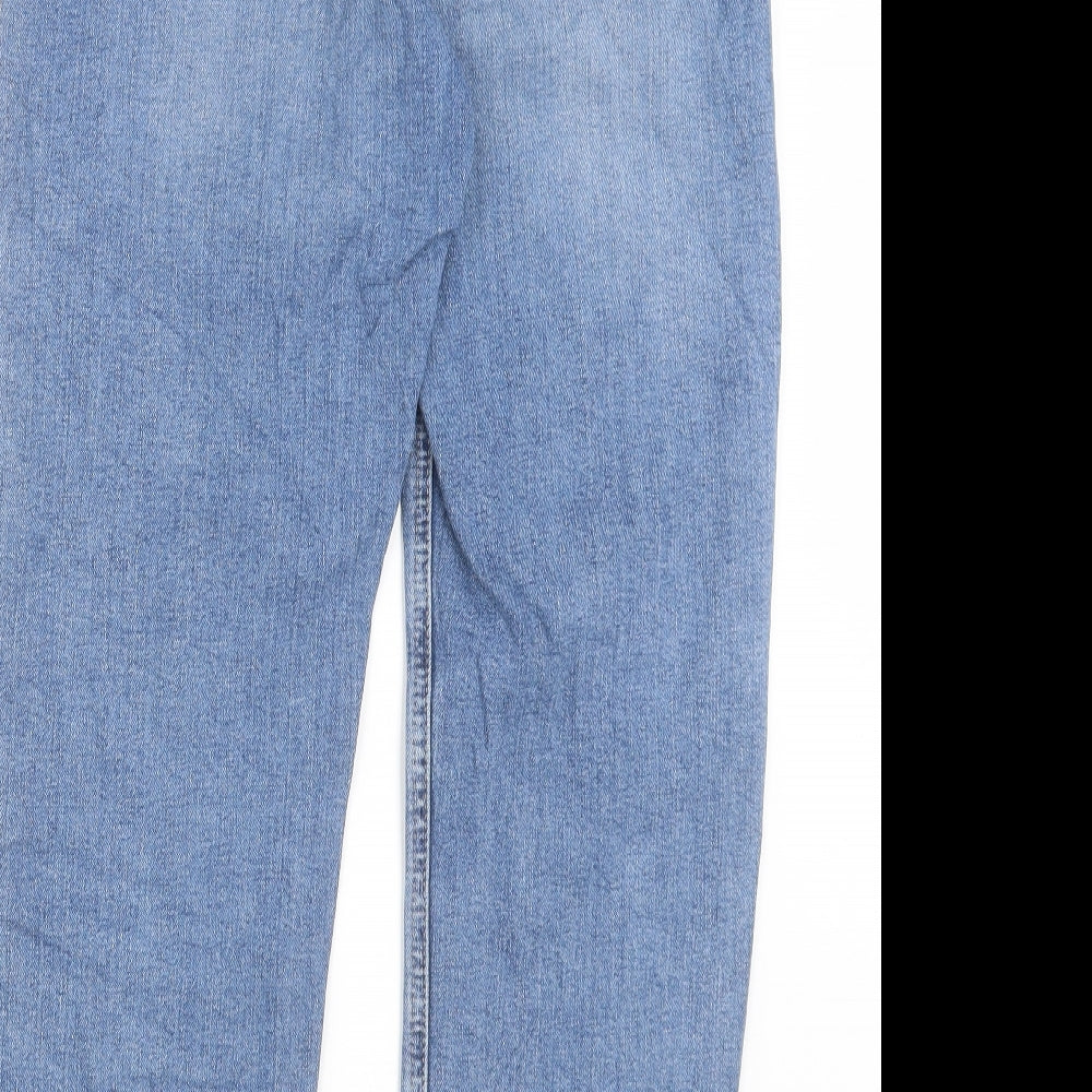 Marks and Spencer Womens Blue Cotton Boyfriend Jeans Size 12 L26 in Regular Button