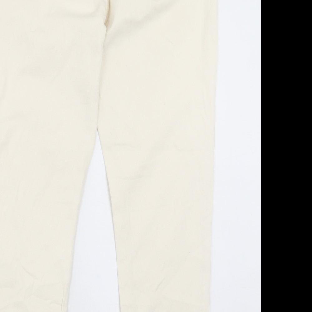 Marks and Spencer Womens Ivory Cotton Straight Jeans Size 16 L26 in Slim Button