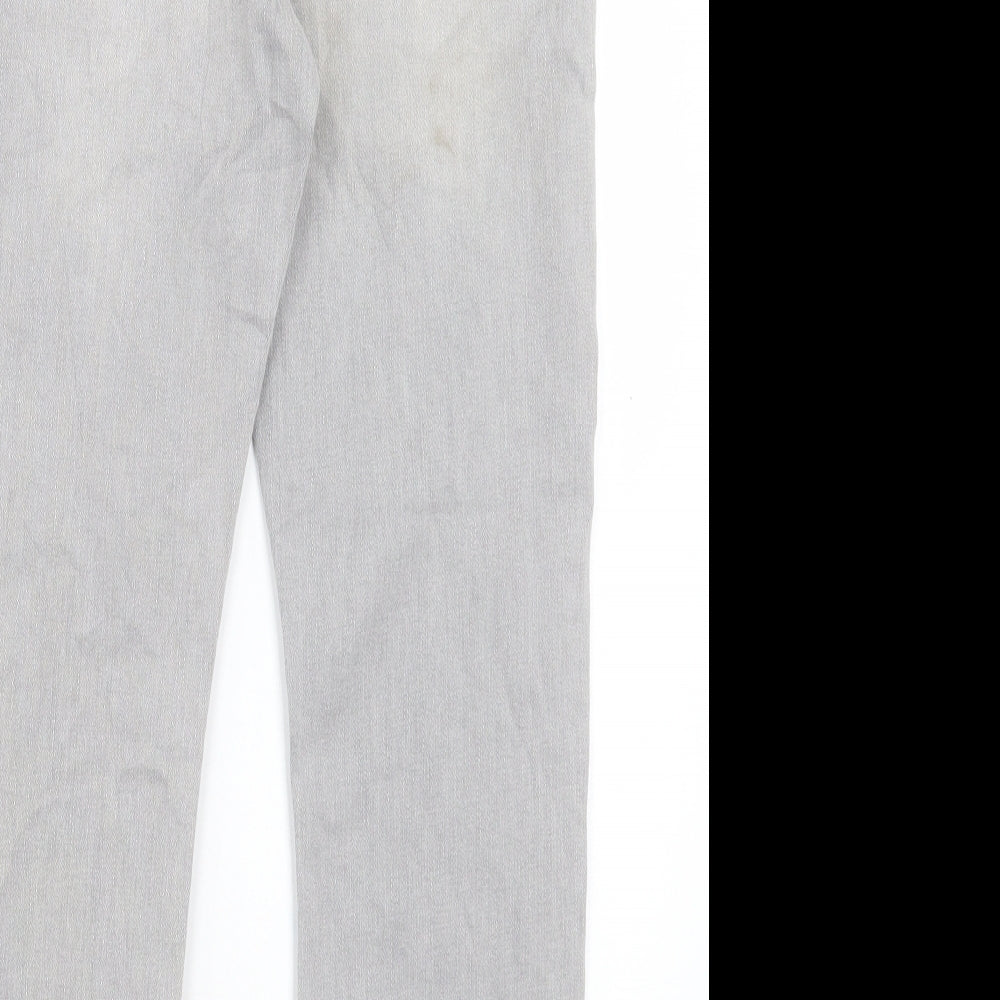 Marks and Spencer Womens Grey Cotton Boyfriend Jeans Size 14 L26 in Regular Button