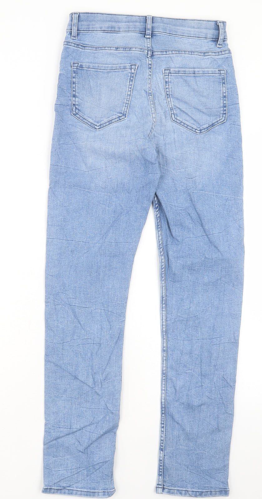 Marks and Spencer Womens Blue Cotton Straight Jeans Size 8 L28 in Slim Button