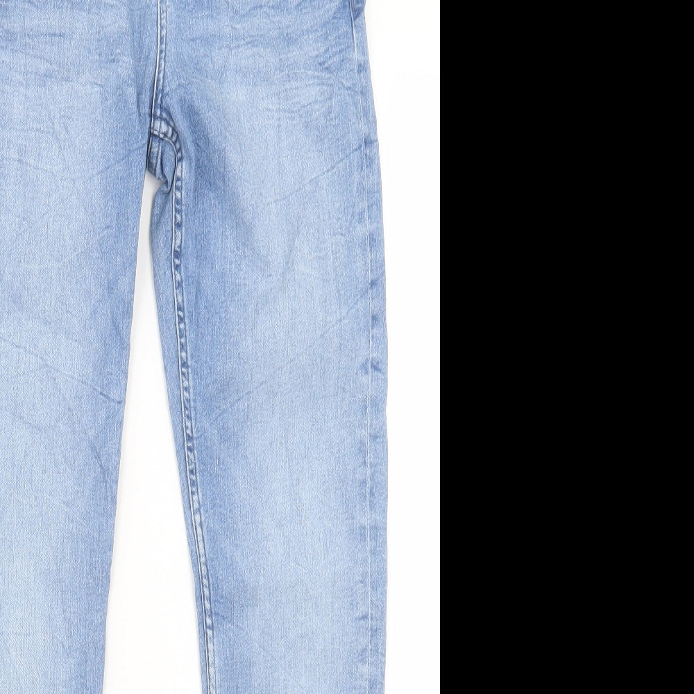 Marks and Spencer Womens Blue Cotton Straight Jeans Size 8 L28 in Slim Button