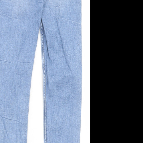 Marks and Spencer Womens Blue Cotton Straight Jeans Size 8 L28 in Slim Button
