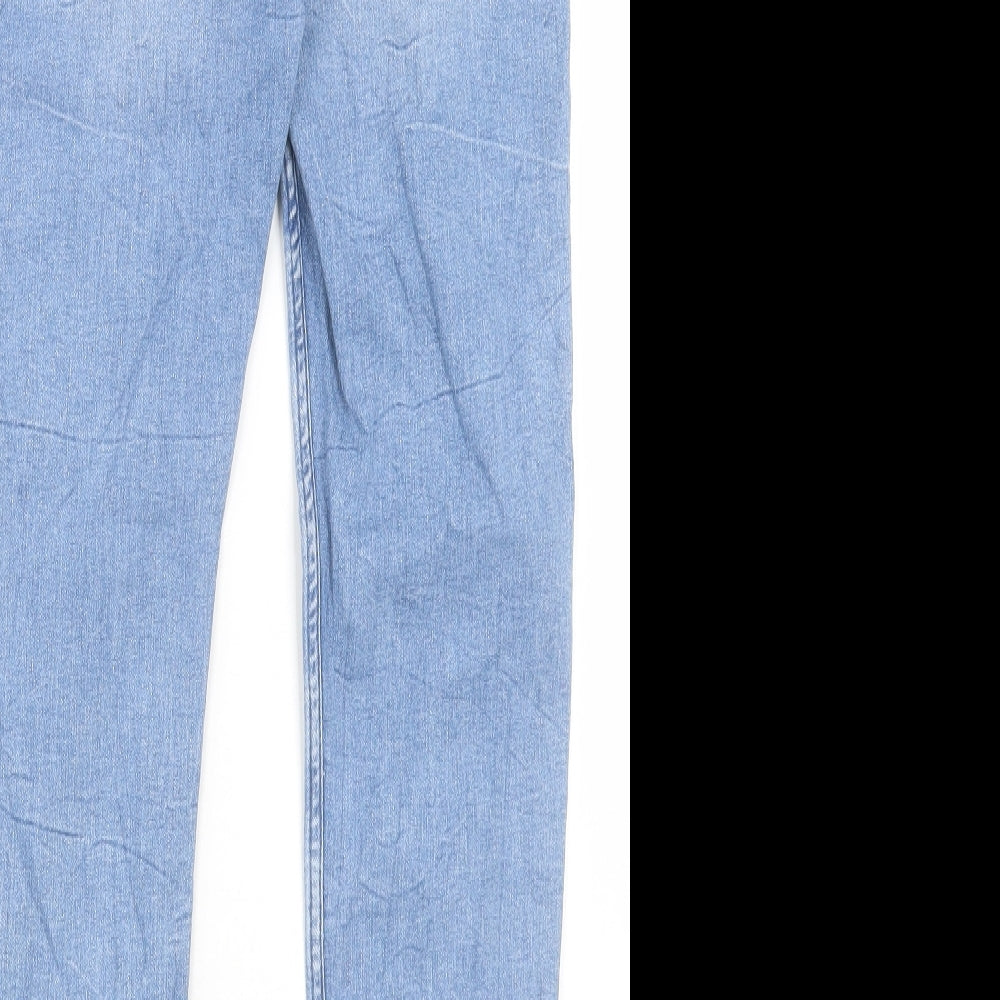 Marks and Spencer Womens Blue Cotton Straight Jeans Size 8 L28 in Slim Button