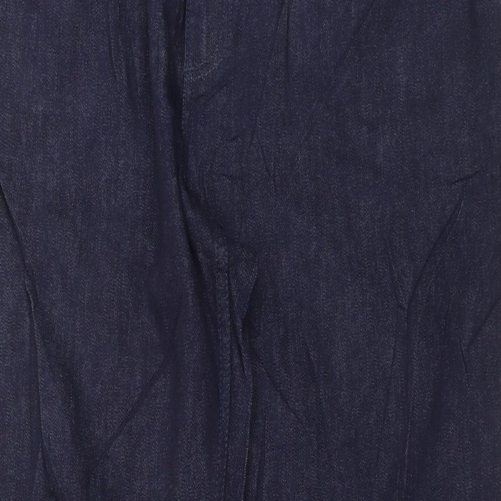 Marks and Spencer Womens Blue Cotton Straight Jeans Size 20 L30 in Slim Button - Relaxed