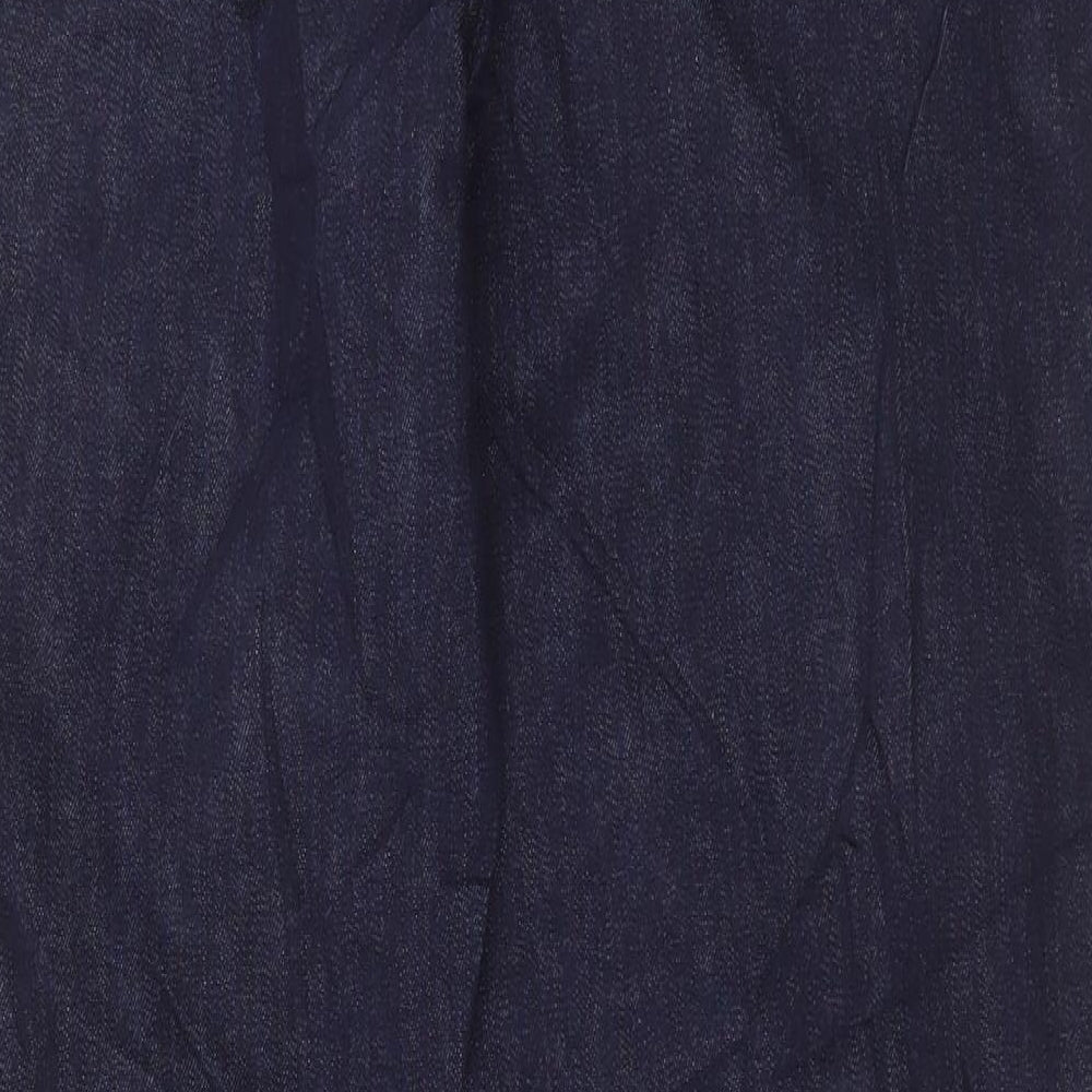 Marks and Spencer Womens Blue Cotton Straight Jeans Size 20 L30 in Slim Button - Relaxed