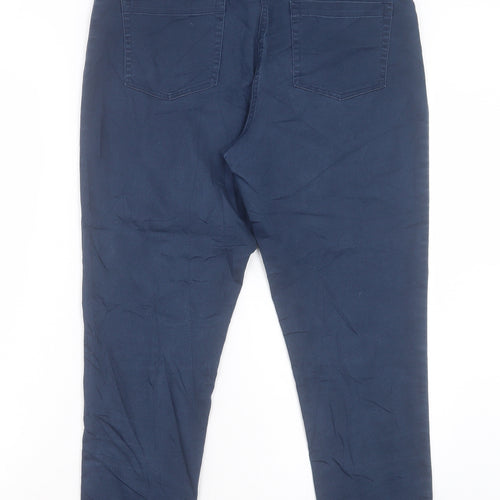 Viz A Viz Womens Blue Cotton Cropped Trousers Size 12 L25 in Regular
