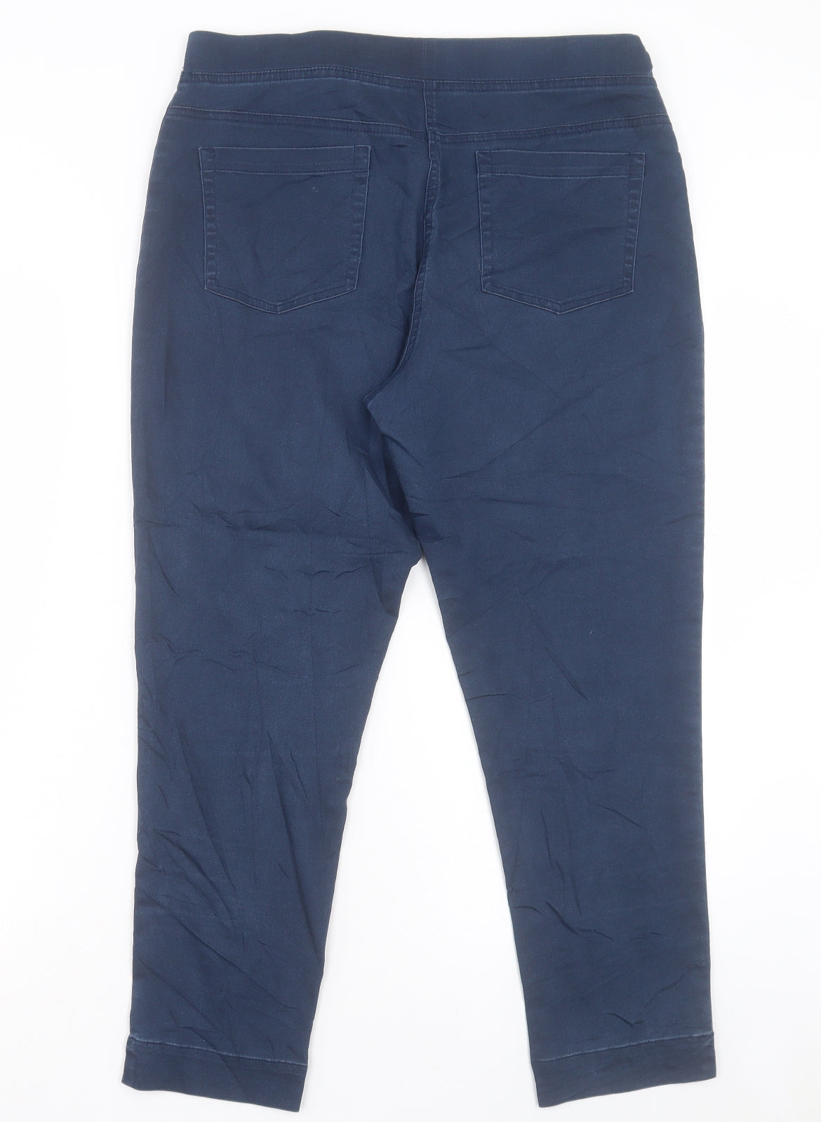 Viz A Viz Womens Blue Cotton Cropped Trousers Size 12 L25 in Regular