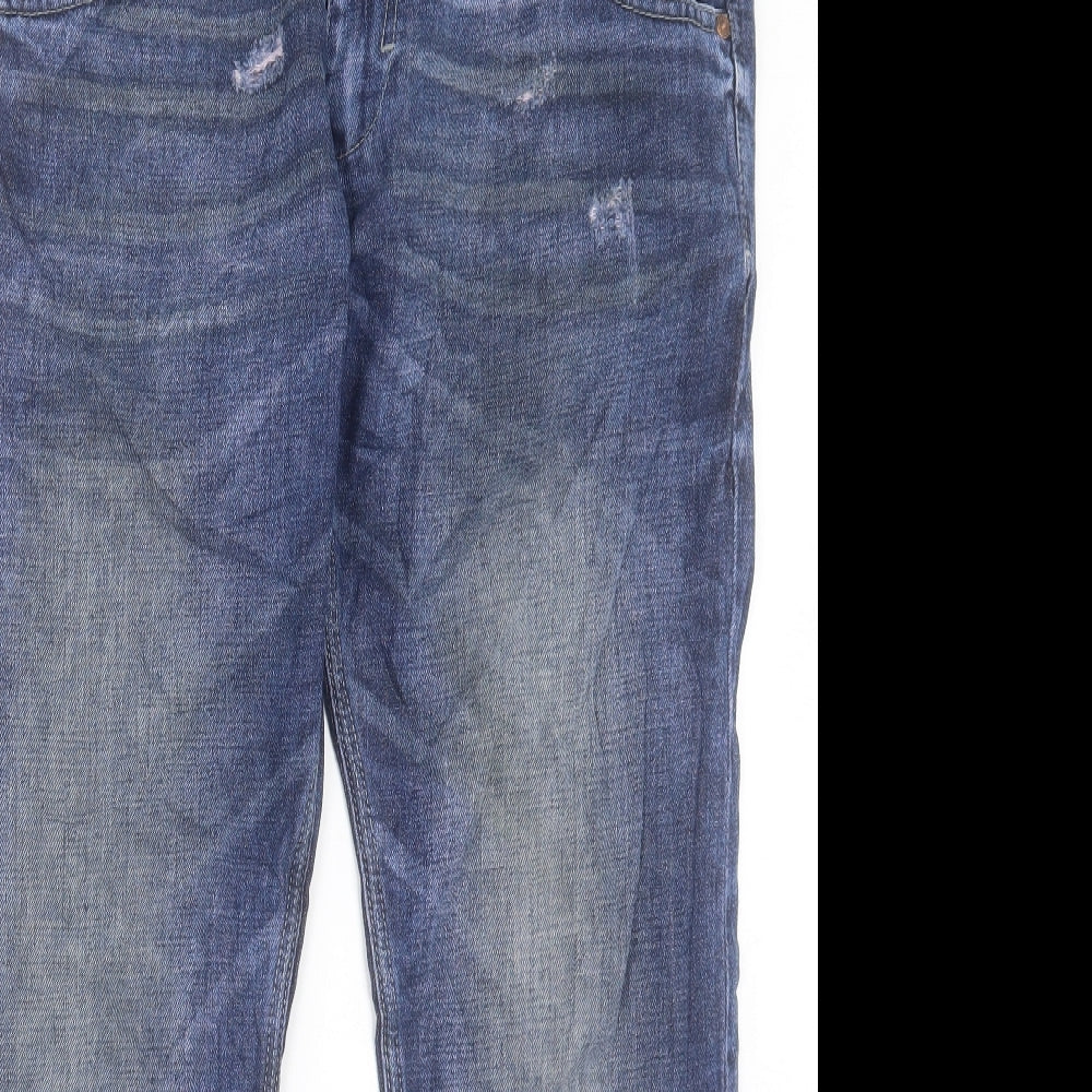 Officers Club Mens Blue Cotton Straight Jeans Size 34 in L29 in Regular Button - Short Leg