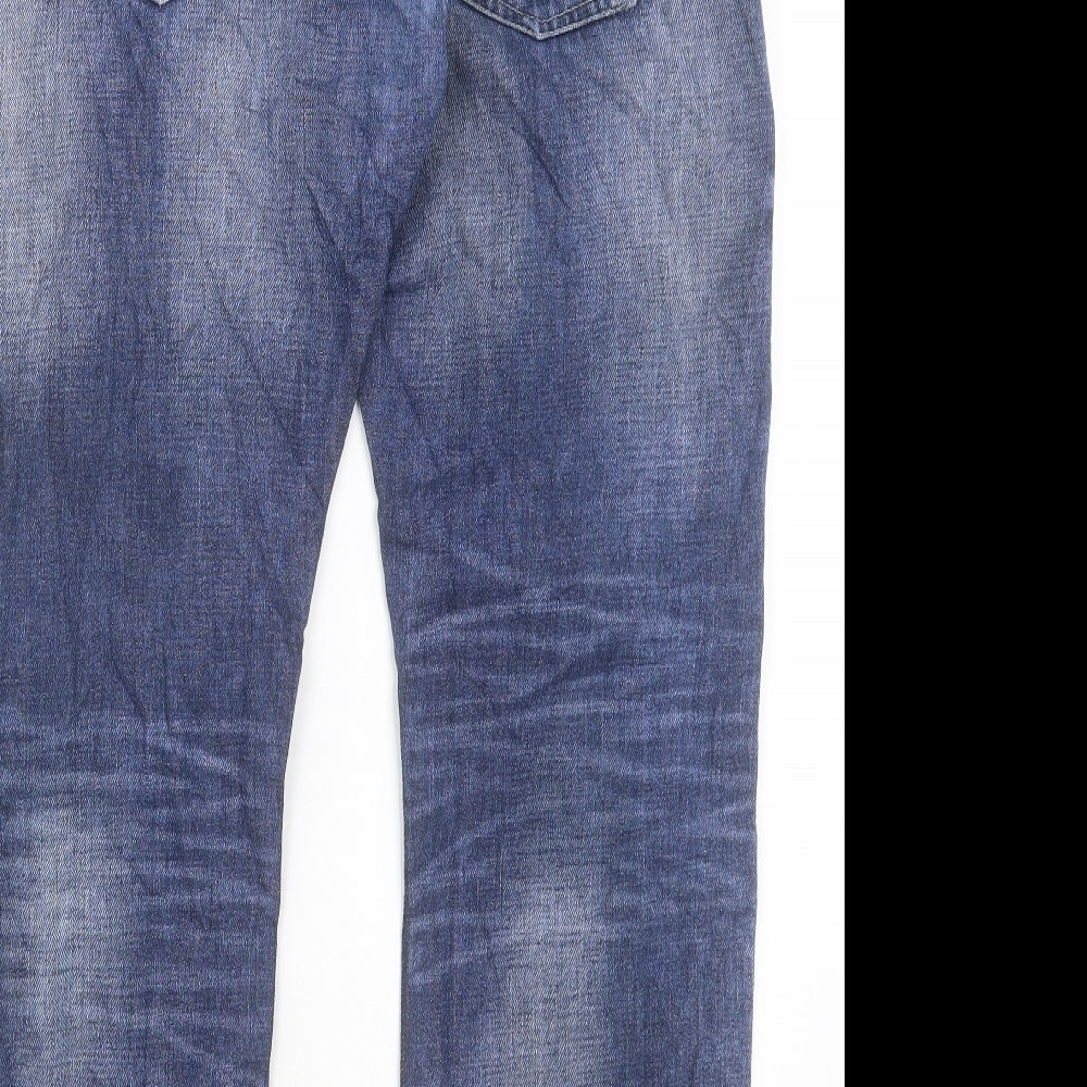 Officers Club Mens Blue Cotton Straight Jeans Size 34 in L29 in Regular Button - Short Leg