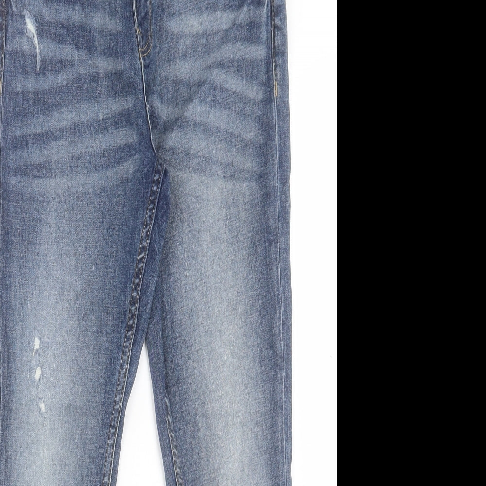 Marks and Spencer Boys Blue Cotton Skinny Jeans Size 10-11 Years Regular Button