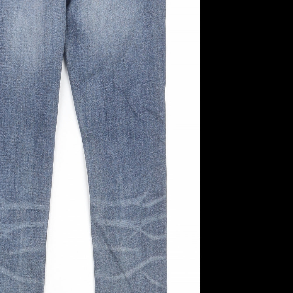Marks and Spencer Boys Blue Cotton Skinny Jeans Size 10-11 Years Regular Button