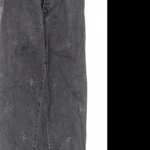 H&M Womens Grey Cotton Boyfriend Jeans Size 25 in L27 in Regular Button