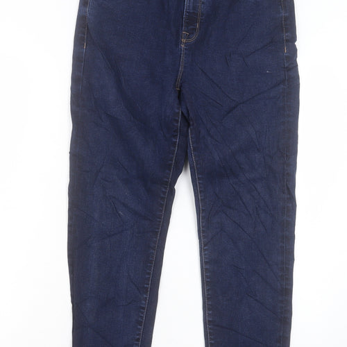 Marks and Spencer Womens Blue Cotton Skinny Jeans Size 14 L25 in Regular Button