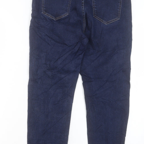 Marks and Spencer Womens Blue Cotton Skinny Jeans Size 14 L25 in Regular Button