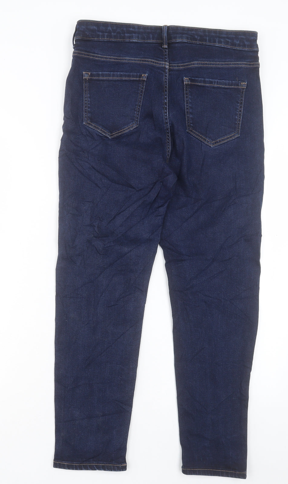 Marks and Spencer Womens Blue Cotton Skinny Jeans Size 14 L25 in Regular Button