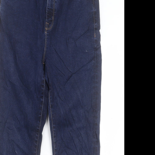 Marks and Spencer Womens Blue Cotton Skinny Jeans Size 14 L25 in Regular Button