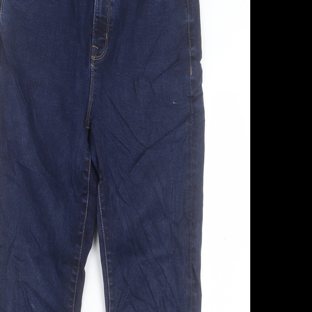 Marks and Spencer Womens Blue Cotton Skinny Jeans Size 14 L25 in Regular Button