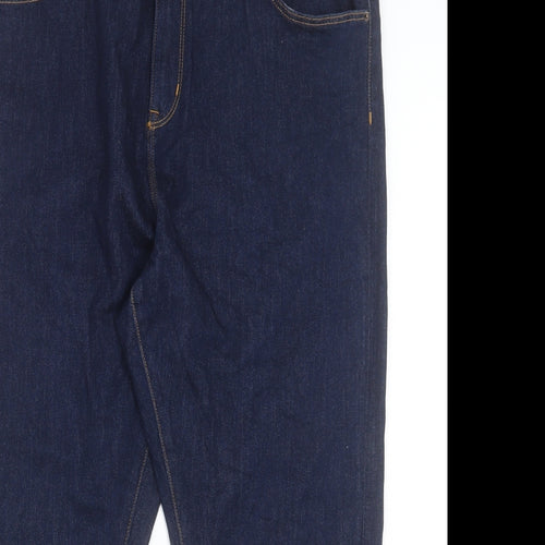 Marks and Spencer Womens Blue Cotton Straight Jeans Size 22 L26 in Regular Button
