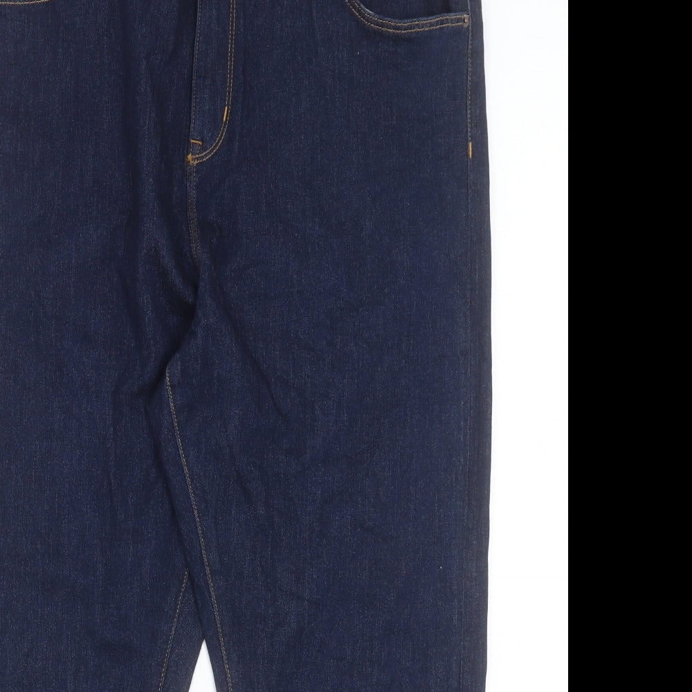 Marks and Spencer Womens Blue Cotton Straight Jeans Size 22 L26 in Regular Button
