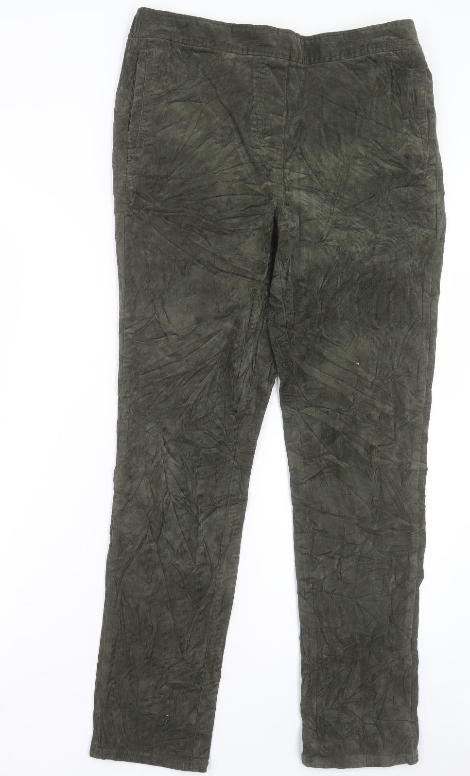 Marks and Spencer Womens Green Cotton Trousers Size 12 L29 in Regular
