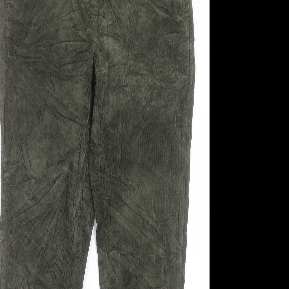 Marks and Spencer Womens Green Cotton Trousers Size 12 L29 in Regular