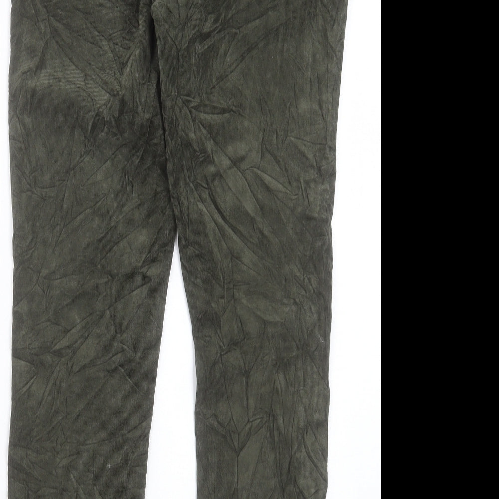 Marks and Spencer Womens Green Cotton Trousers Size 12 L29 in Regular