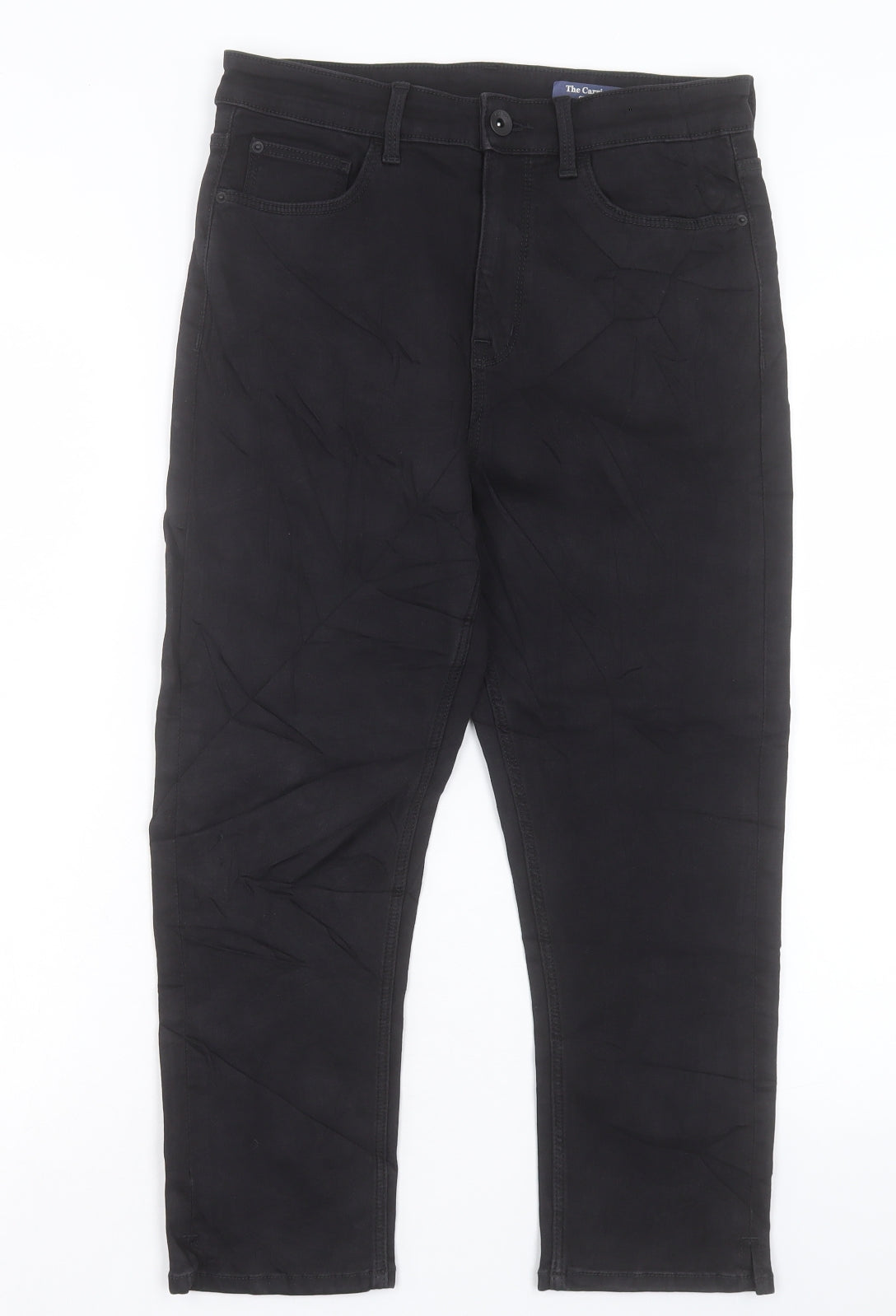 Marks and Spencer Womens Black Cotton Cropped Jeans Size 12 L22 in Regular Button