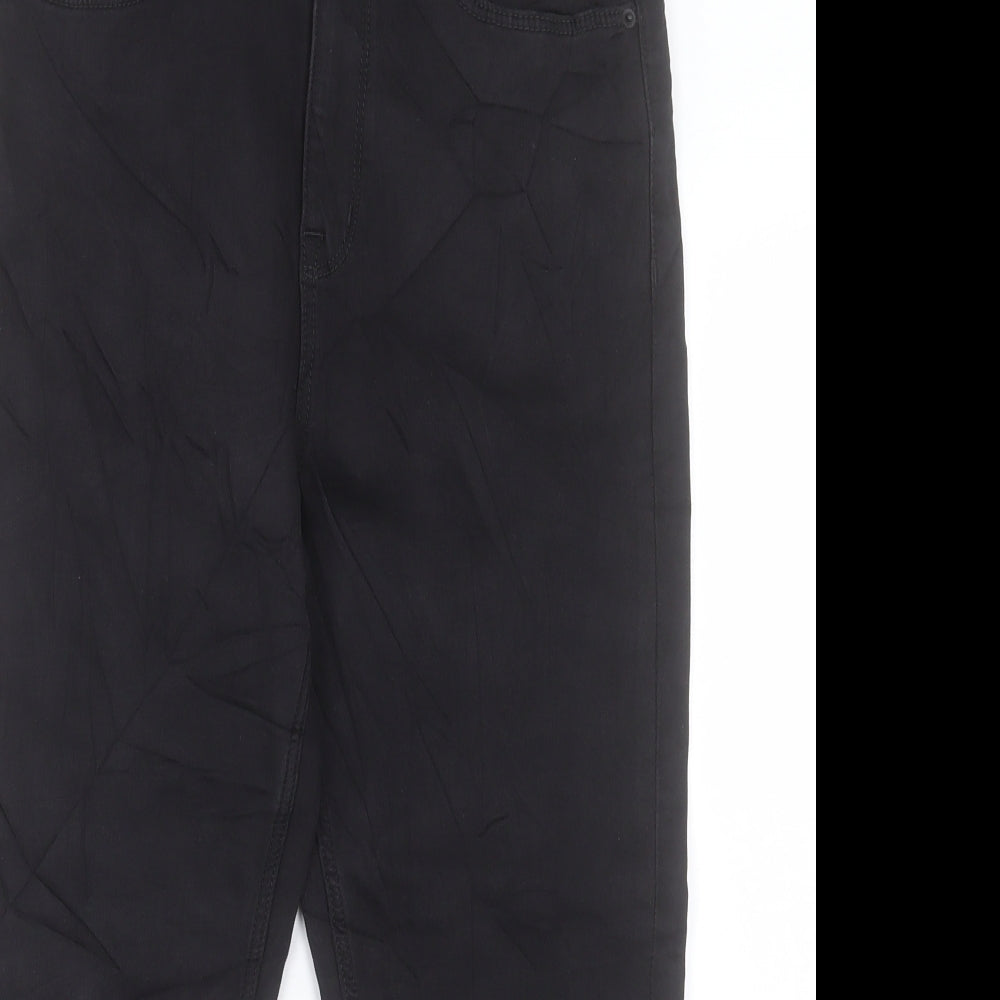 Marks and Spencer Womens Black Cotton Cropped Jeans Size 12 L22 in Regular Button