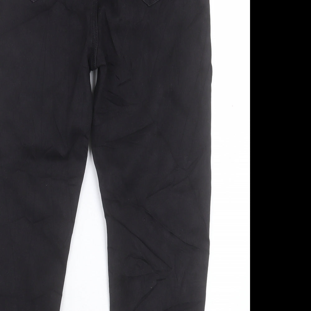Marks and Spencer Womens Black Cotton Cropped Jeans Size 12 L22 in Regular Button