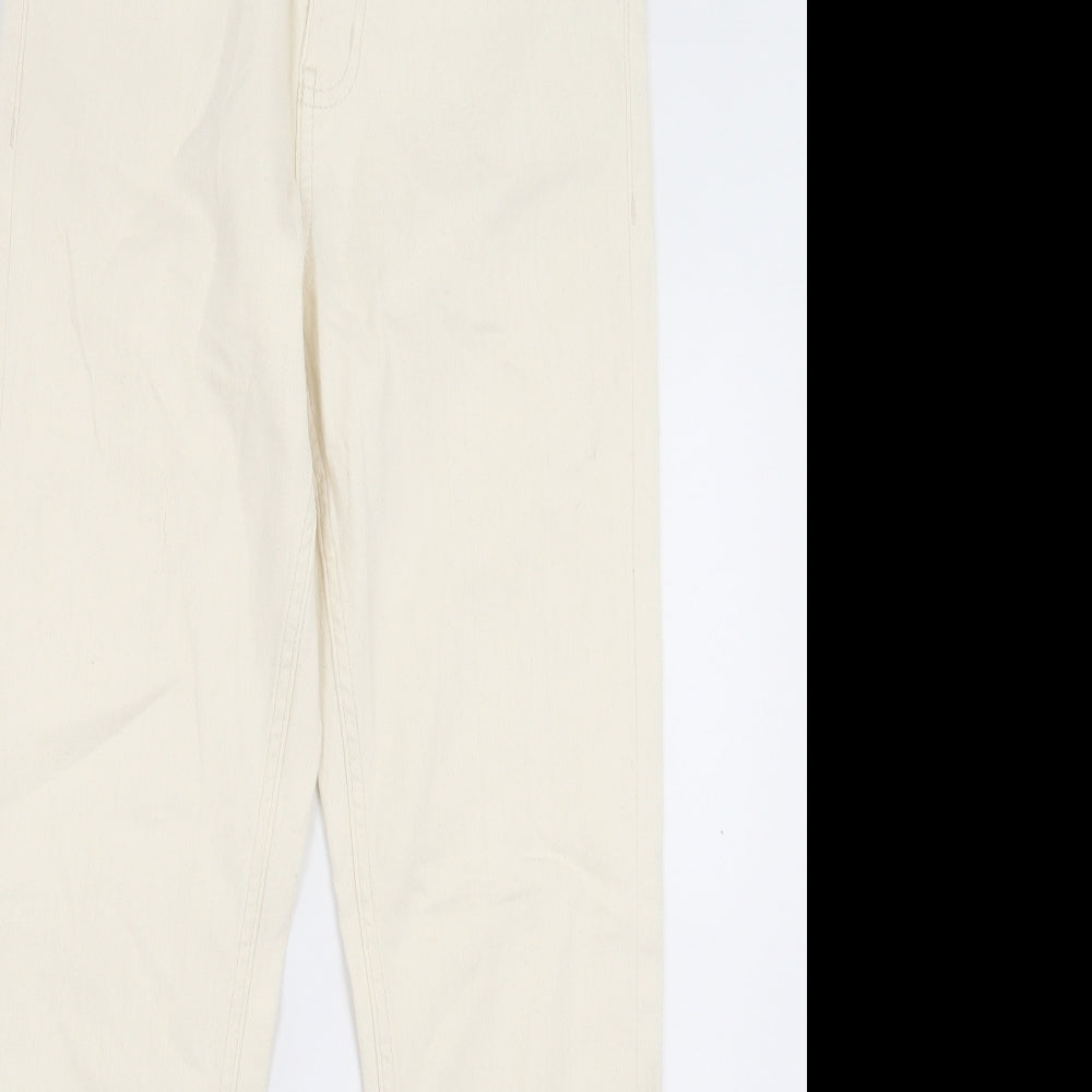 Marks and Spencer Womens Ivory Cotton Straight Jeans Size 10 L29 in Slim Button