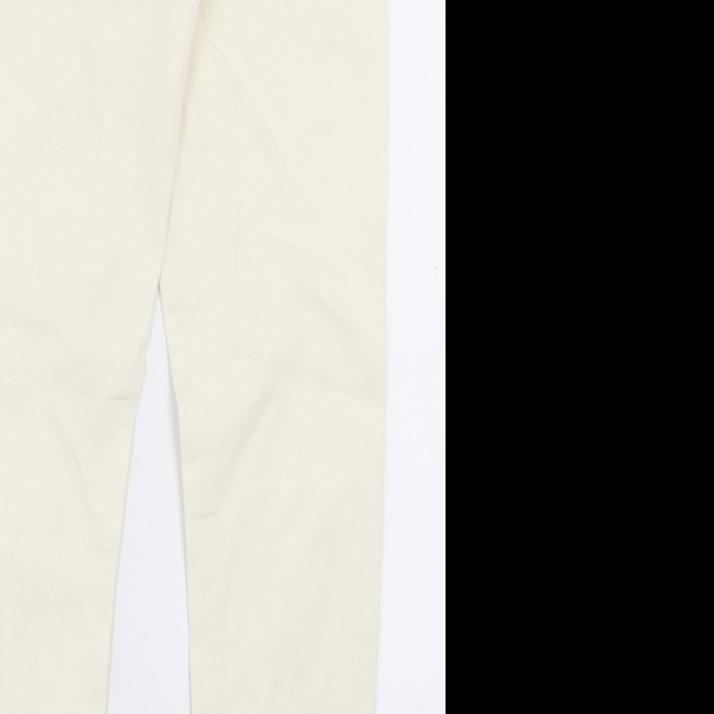 Marks and Spencer Womens Ivory Cotton Straight Jeans Size 10 L29 in Slim Button