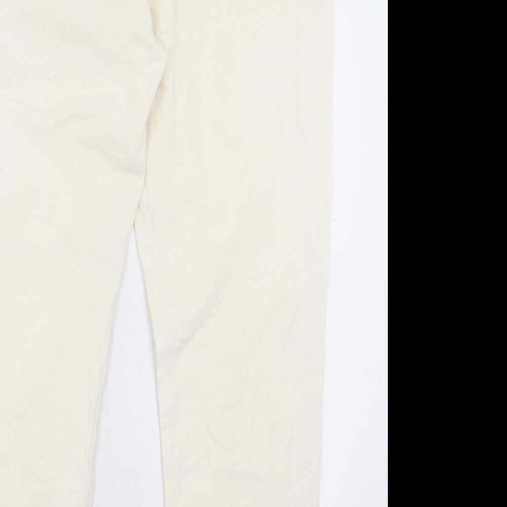 Marks and Spencer Womens Ivory Cotton Straight Jeans Size 20 L28 in Slim Button
