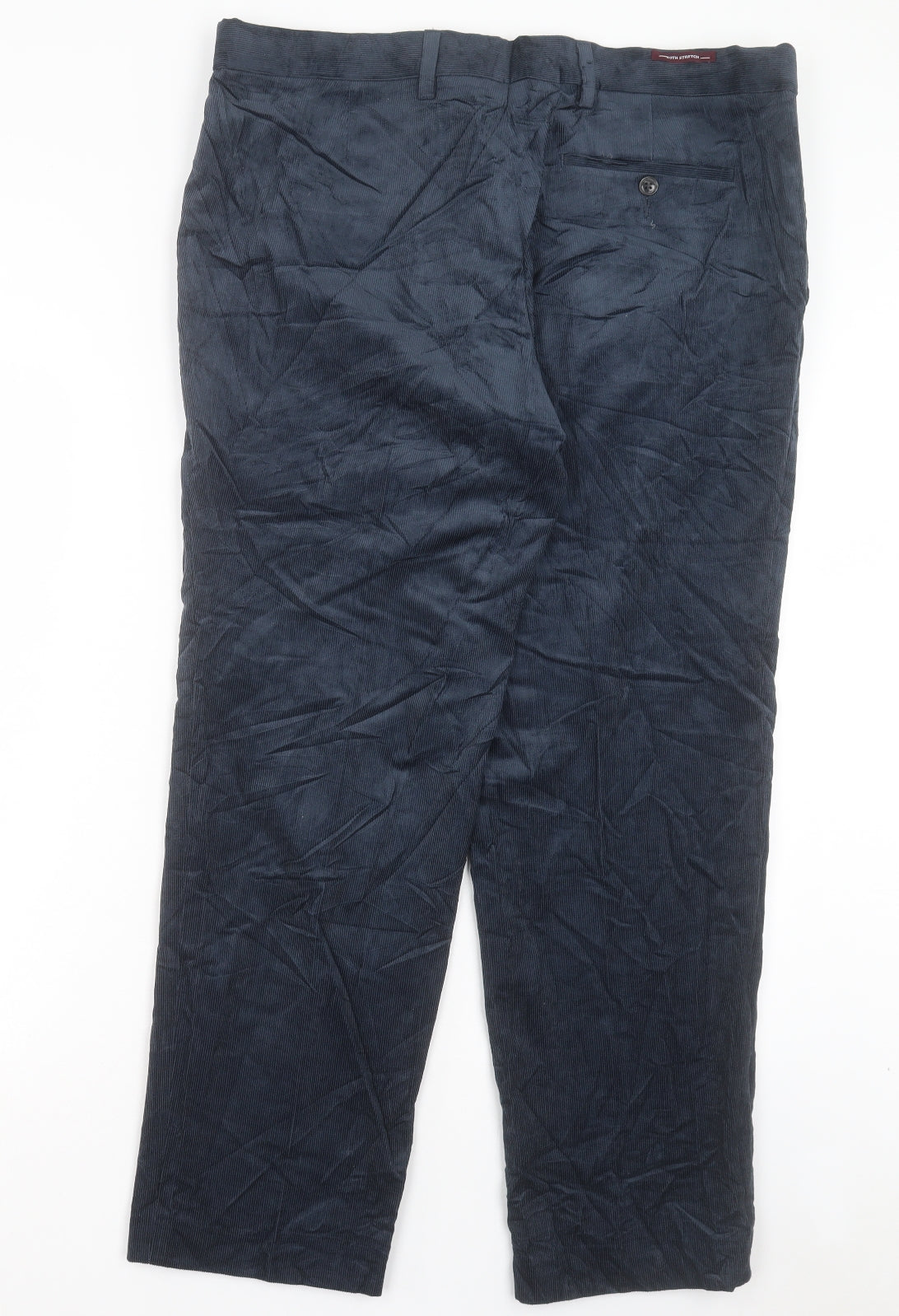 Marks and Spencer Mens Blue Cotton Trousers Size 38 in L29 in Regular Button