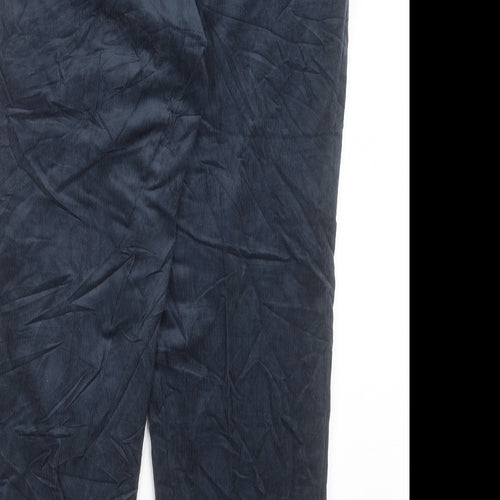 Marks and Spencer Mens Blue Cotton Trousers Size 38 in L29 in Regular Button